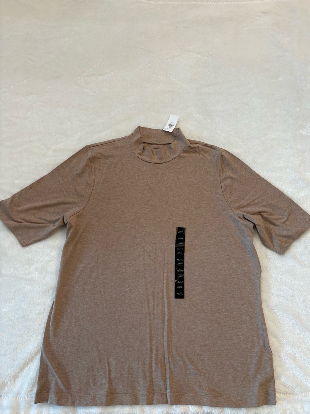 Banana Republic Short-Sleeve Mock Neck Tee in Taupe